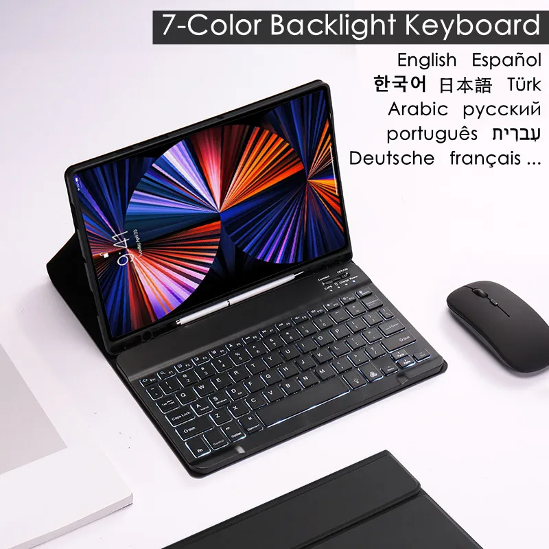 Teclado com Luz de Fundo Capa Magnética para Galaxy Tab Sultra 14.6 2023 Tablet