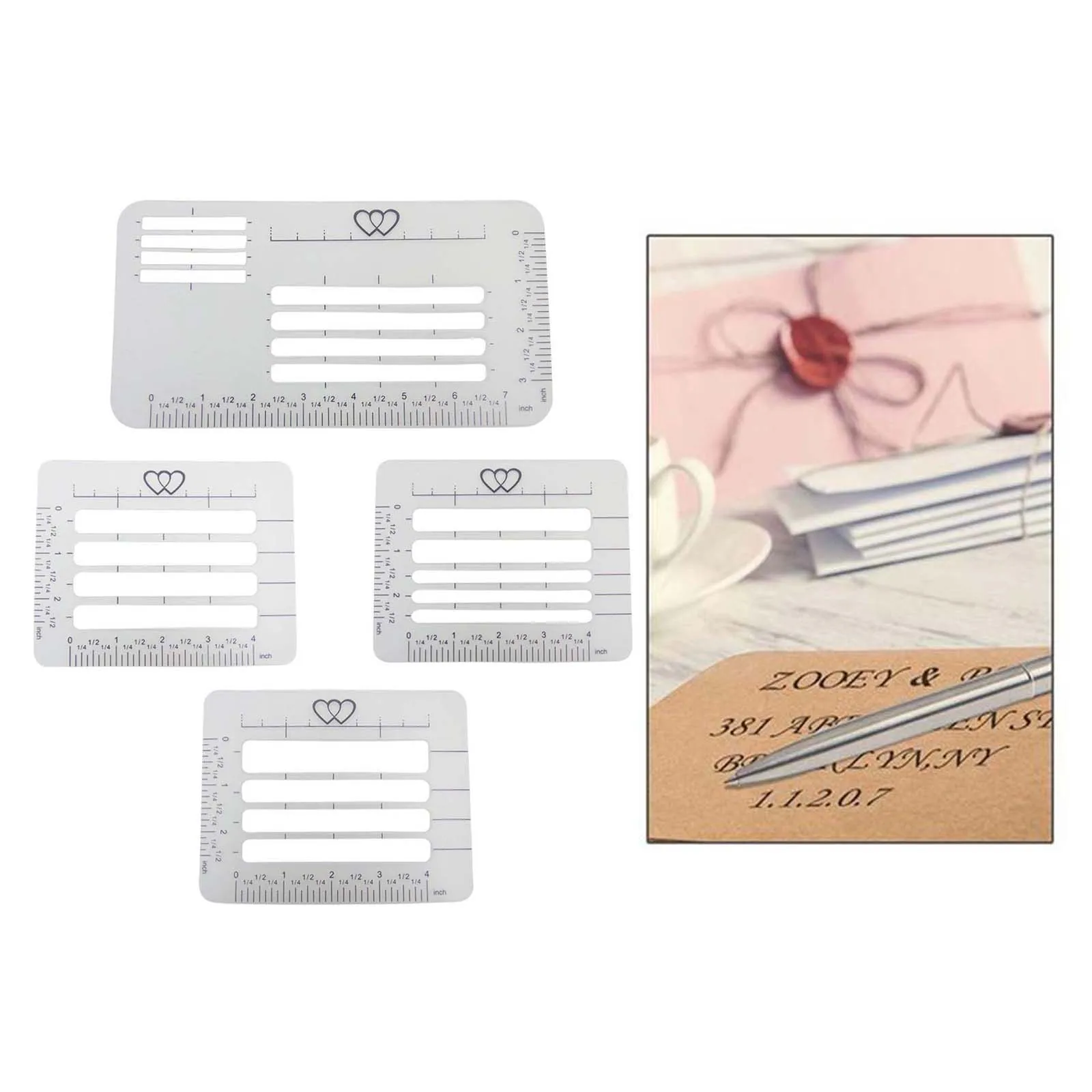 4pcs Envelope Addressing Stencil Writing Improving Tool Template Guide Tool