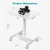 Small Standing Desk Mobile Portable Rolling Laptop PC Table on Wheels Adjustable Height 19 Inch, Computer Desks 6