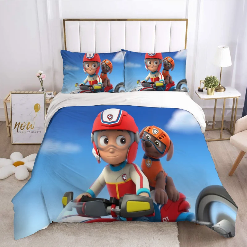 thumbnail image 1 of Juego de cama para niños de la Patrulla Canina, funda de edredón con diseño de perro canino de la Patrulla de Anime, funda nórdica de dibujos animados, ropa de cama para niño y niña, funda de almohada, 1 of 5