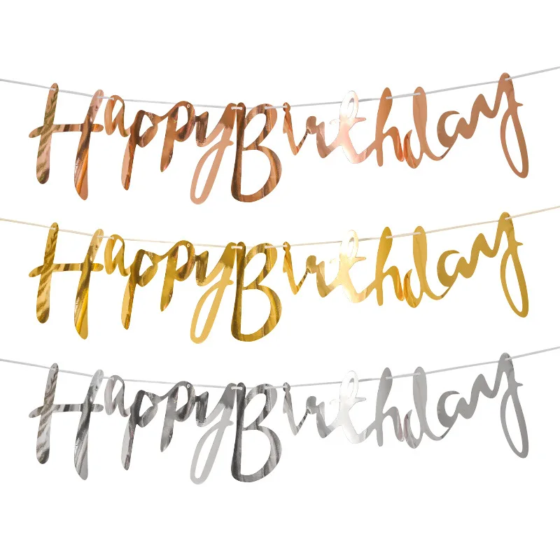 Birthday banner party decorations Gold Happy Birthday Banner Birthday Wedding Party Decoration Hanging Garland Banner Baby Shower 1st Boy Girl
