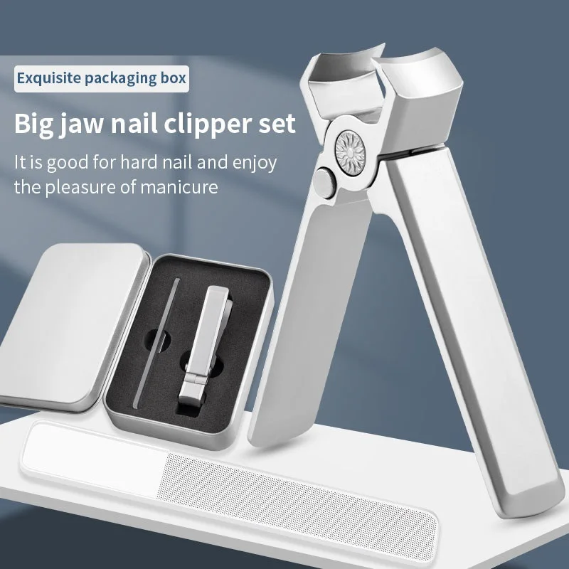 

Wide Jaw Nail Clippers Anti-Splash Toenail Fingernail Clipper Stainless Steel Manicure Cutter Thick Hard Nail Scissors Trimmer