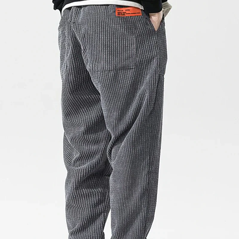 Baggy Corduroy Sweatpants Men Solid Color Casual Autumn Winter Tech Fleece Sport Loose Joggers Harem Pants Male Long Trousers 6
