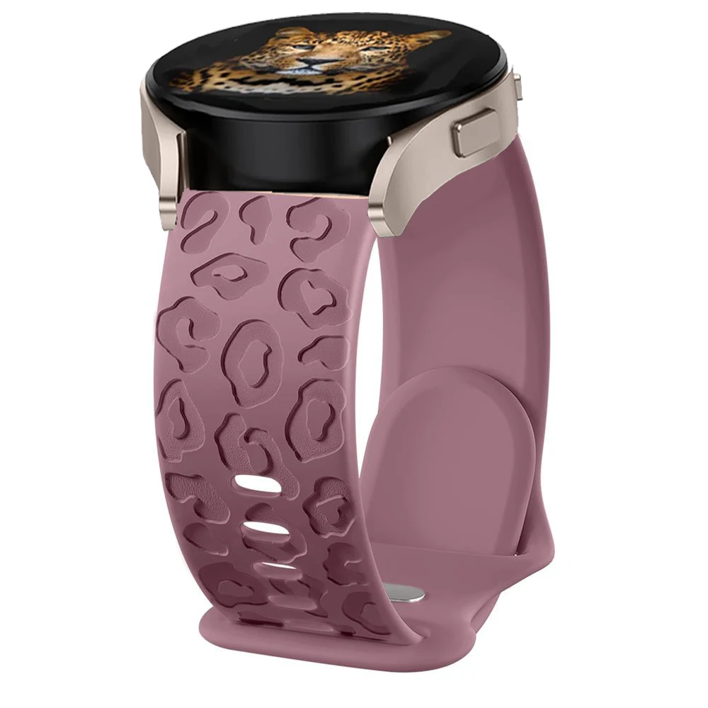 Leopard Print Engraved Loop Bracelet Watch Strap, 20mm