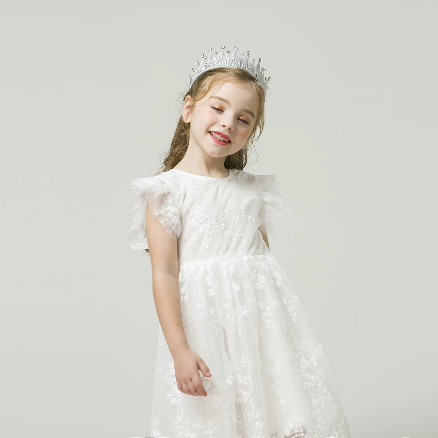 Baby Girl Floral Lace Mesh Princess Tutu Dress Children Hollow Out Wedding Christening Gown Dress For Kids Party Wear Vestidos