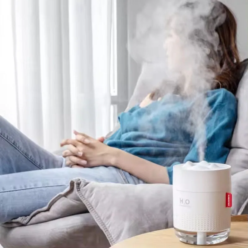 Portable LED Light Mini Humidificador 500ml H2o Spray Cool Mist Double Wet Car Snow Mountain Air Humidifier