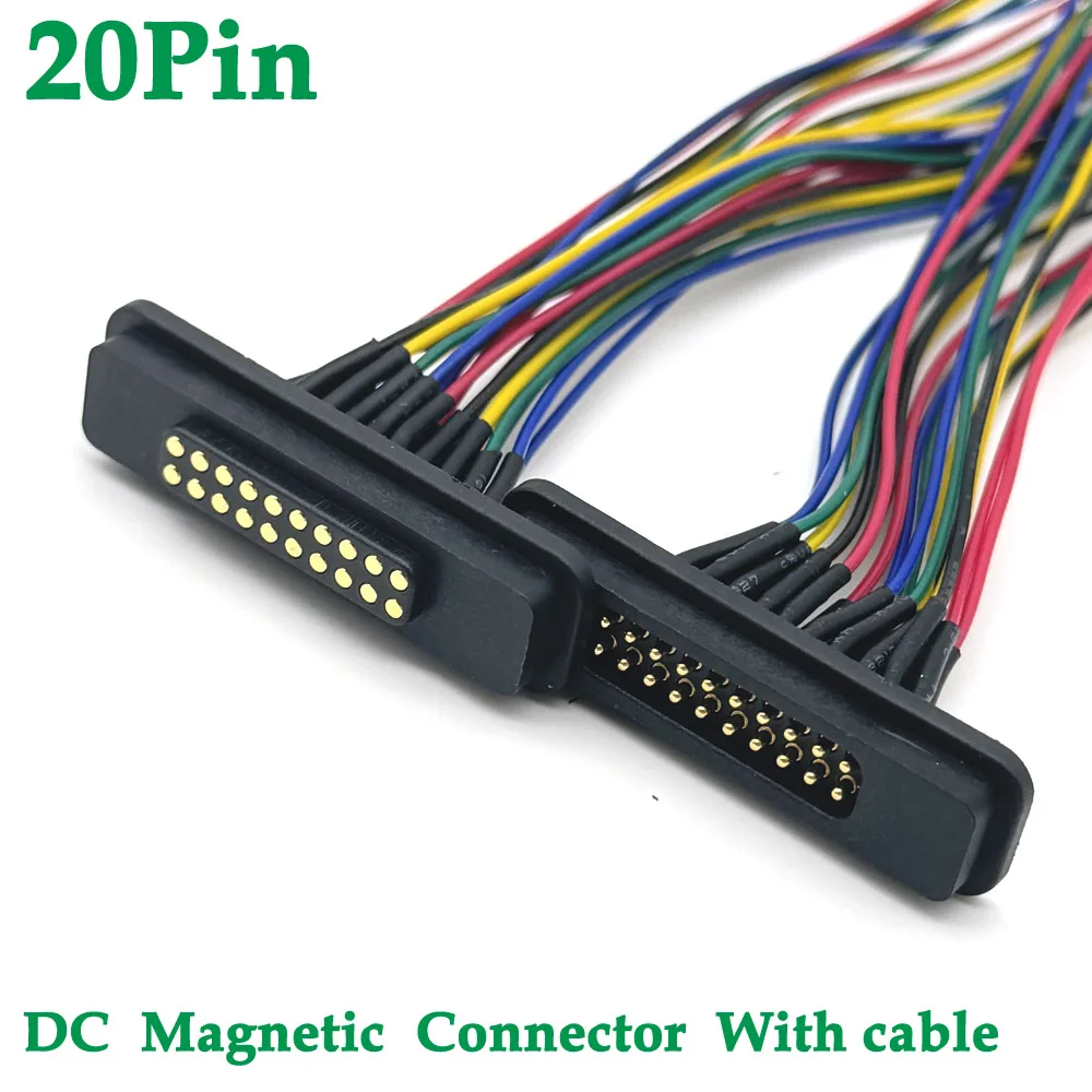 Macho e Fêmea Magnetic Pogo Pin Connector com Cabo de Fita com Mola dc Tomada 2a 12pin 20pin 1set