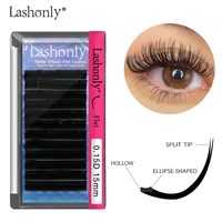 Lashonly Matte Ellipse Eyelash Extension Split Tips Super Soft False Lashes Black Mega Volume Faux Mink Light Weight Flat Lashes 1