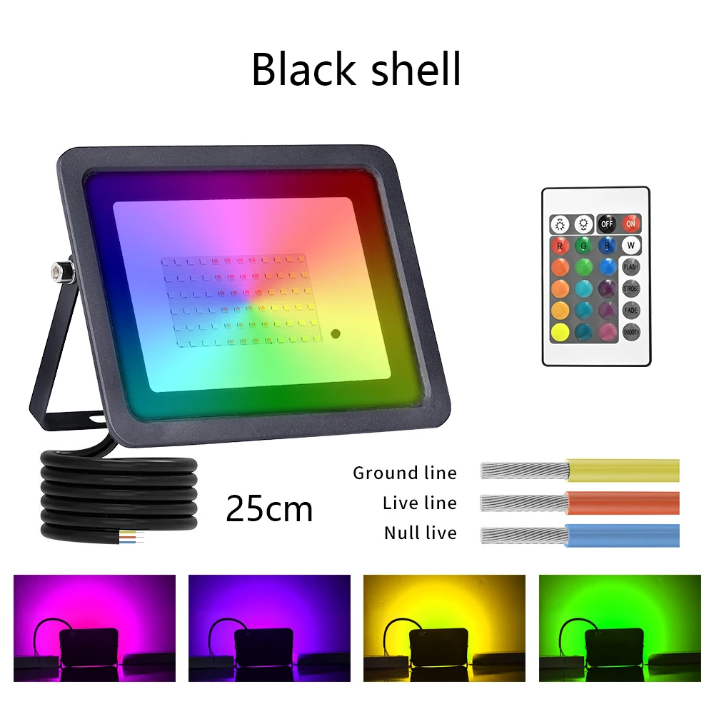 ตัวเลือกสินค้า โคมไฟกลางแจ้ง LED RGB ทนน้ำ 20-100W IP68 สว่างสดใส