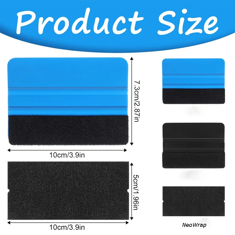 Vinyl Scraper Tool Felt Edge Tint Squeegee For Car Vinyl Scraper Decal Applicator Tool With Black Fabric Felt Edge Blue Pp Scraper