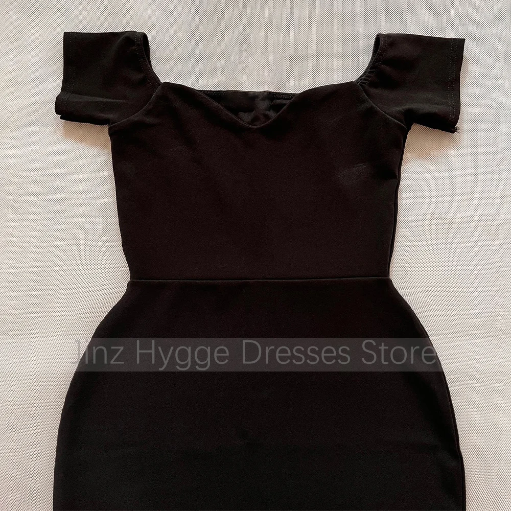Black Velvet Cocktail Dresses for Women Off the Shoulder V Neck Mermaid Cocktail Gowns Midi Asymmetrical Evening Party Dress