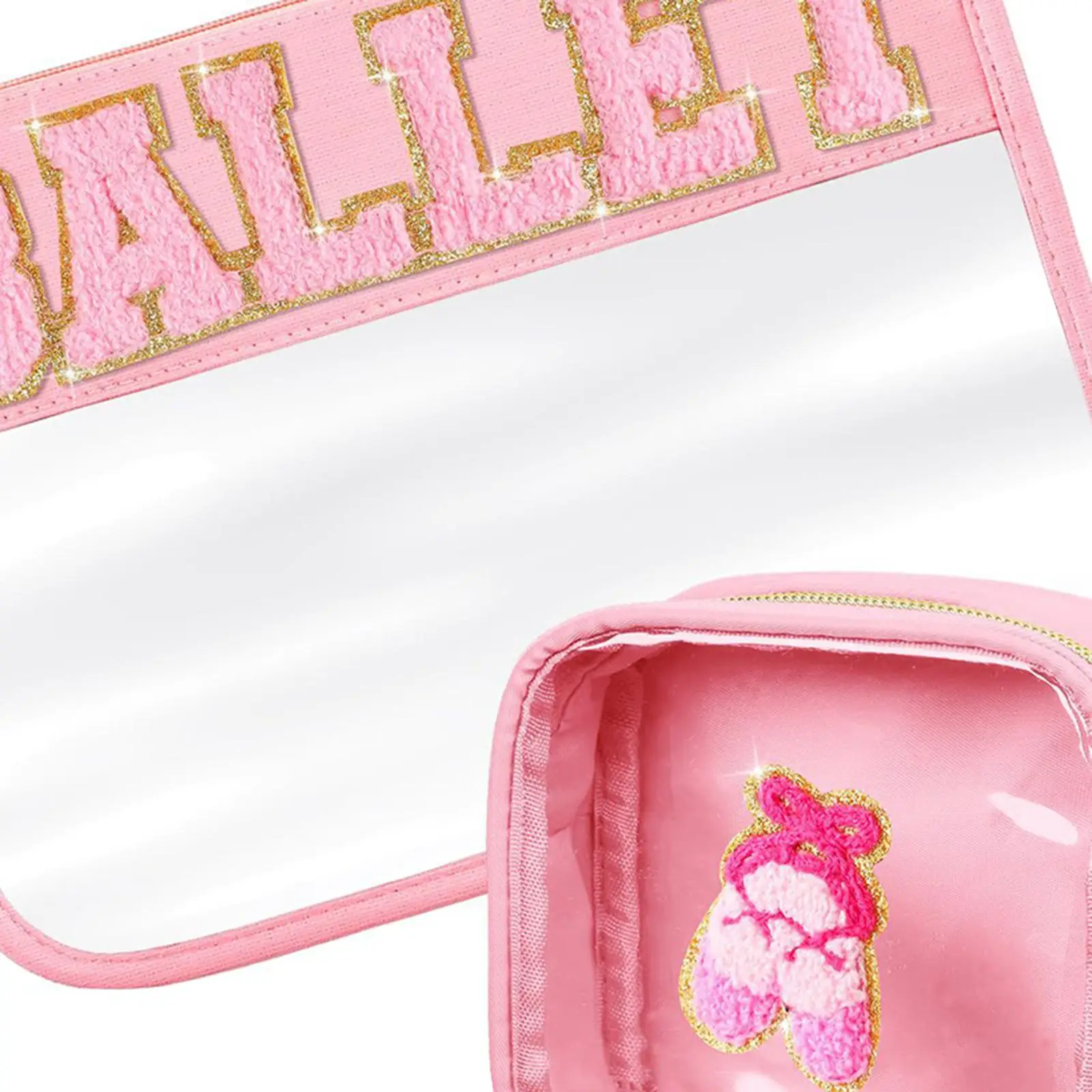 2Pcs Makeup Organizer Purse PVC Handheld Bathroom Bag for Toiletries Brushes Set