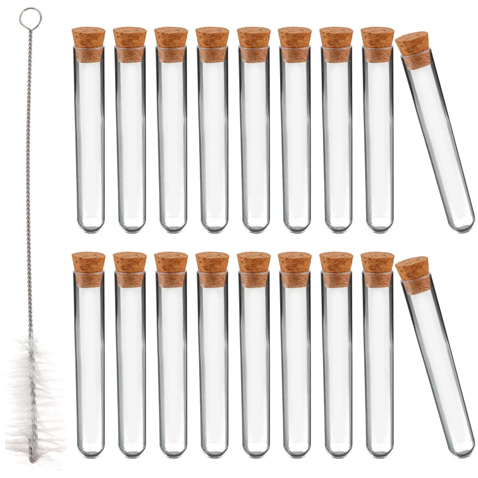 100개 플라스틱 시험관 친환경 투명 코르크 마개 포함 간편 밀봉 샘플 보관 액체 젤 여행용