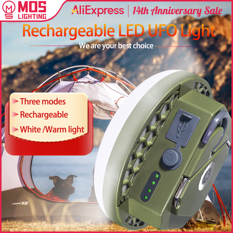 MOSLIGHTING LED Tent Light Rechargeable Lantern Portable Emergency Night Market Light Outdoor Camping Bulb Lamp Flashlight Home