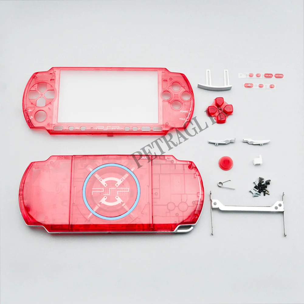 交換用シェル,クリアカラー,psp3000,psp 3000コンソール用,ボタン付き 