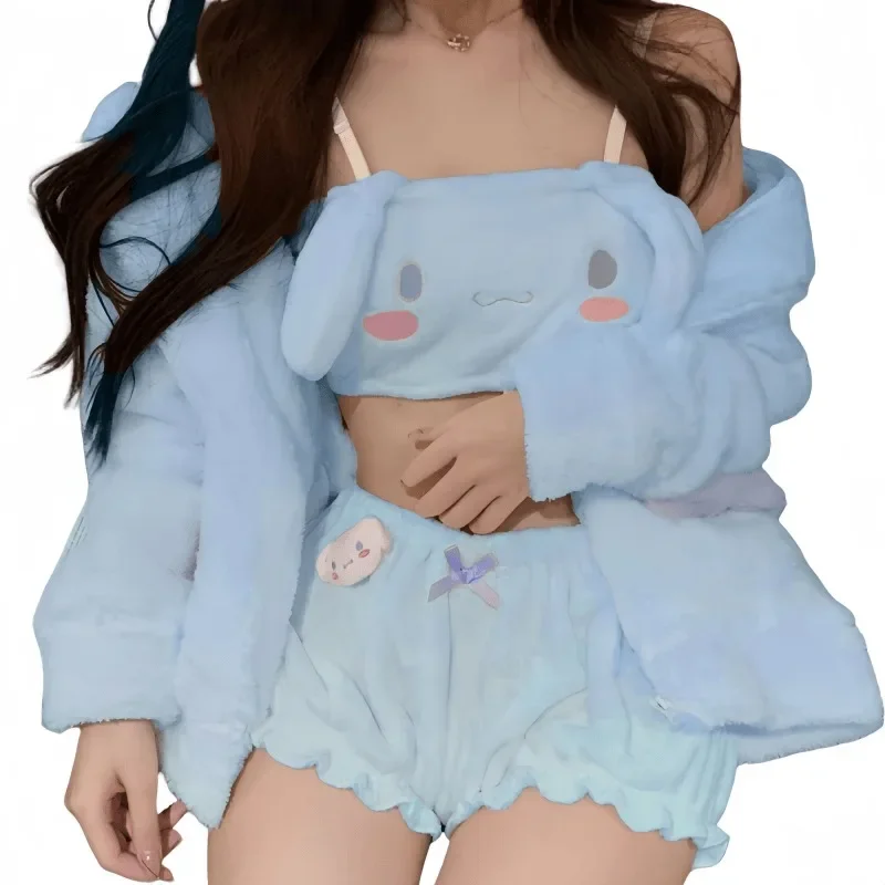 Sanrio Kuromi Plush Girl Pajamas Tube Top Set Melody Cinnamoroll Home Wear