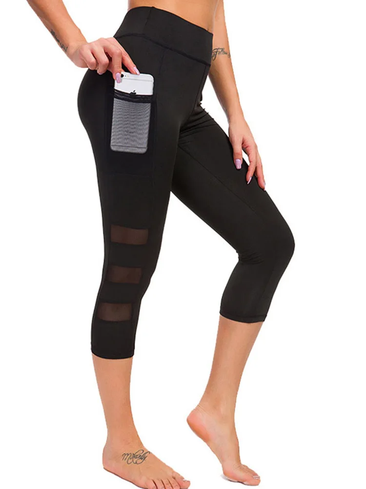 Calflength yoga running legging Capri Sport pants Women Fitness Gym