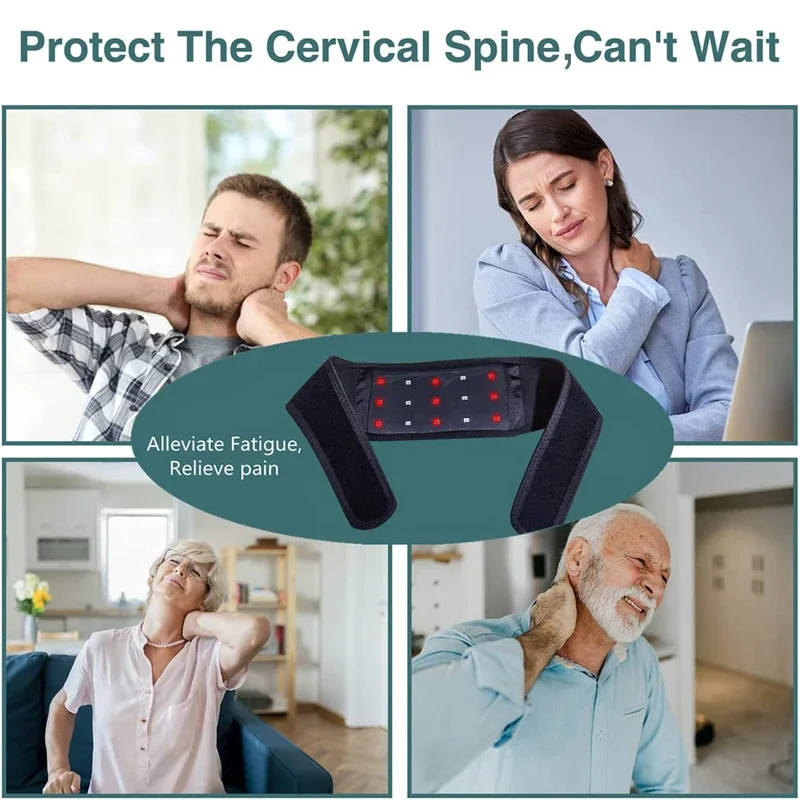 Cintura per terapia con luce rossa, fascia portatile a infrarossi, uso domestico, massaggio per rilassare i muscoli, sollievo dal dolore al collo, 15/20/24 lampade_voghion.com