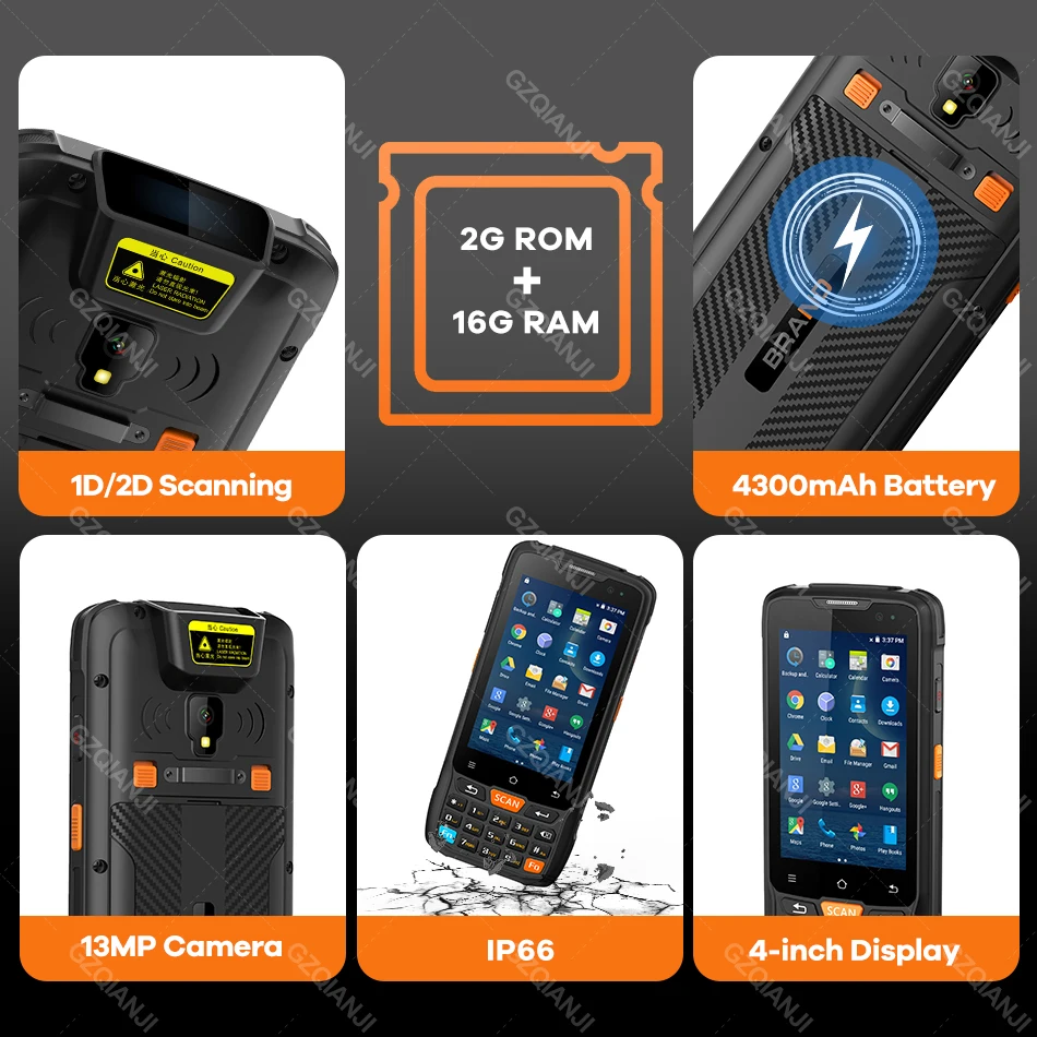 Android 8.1 PDA Rugged Handheld Terminal Data Collector 1D 2D QR Barcode Scanner 4G Bluetooth Wifi GPS NFC POS PDA Waist Pack