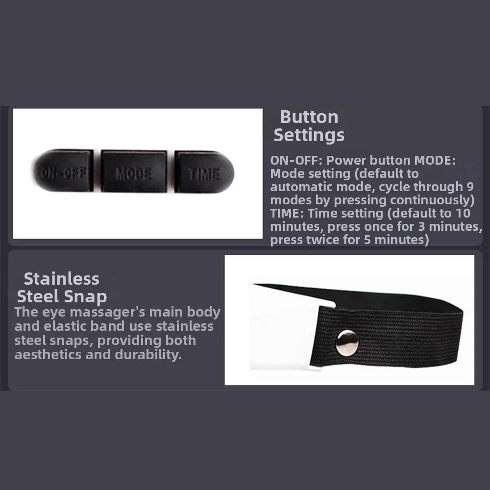 9 Modes Vibration Electric Eye Massager Magnetic Beads Adjustable Buckle Eye Care Machine Beauty Care Eye Protection