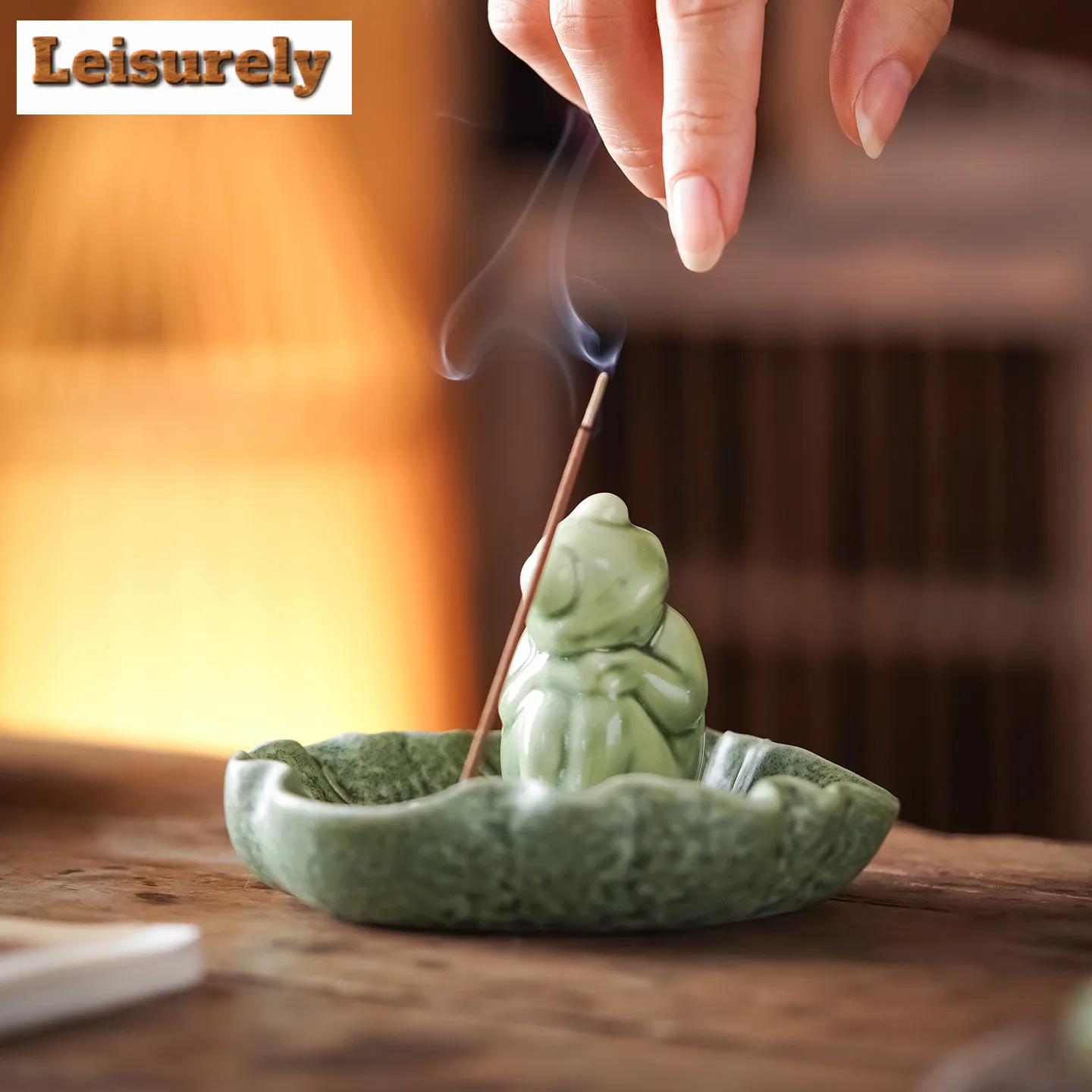 Lotus Leaf Frog Incense Holder Zen Zen Garden Incense Burners Aromatherapy Smell Distributor Censer Buddhism Accessories Craft