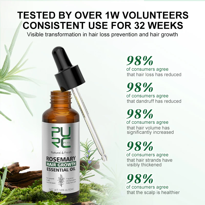 PURC Rosemary Oil for Hair Growth Men Women Scalp Treatment Anti Hair Loss Essential Fast Grow Oil Care Beauty Health 50ml,hair growth serum,hair growth spray,hair care oil,hair growth cream,hair growth shampoo set