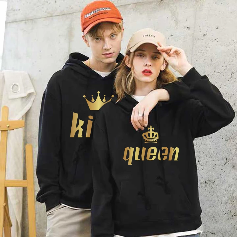 

New Fashion Printed Hoodies Unisex Fashion Hooded Sweatshirt King And Queen Teenager Casual Outdoor Long Sleeve Sweaters