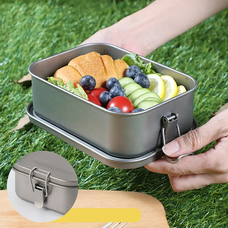 

Outdoor High Quality Healthy Titanium Alloy Dinner Box Hot Leak-Proof Lunch Box Portable Rectangle Food Storage Containers Parts