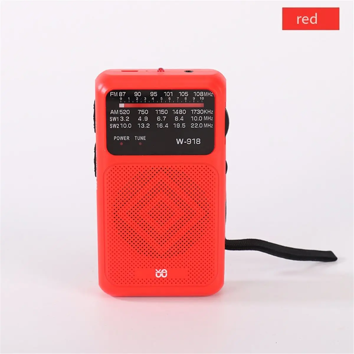 A10R W918 비상 생존 라디오 FM/AM/SW 밴드가 있는 휴대용 라디오 소형 풀밴드 손전등 레드