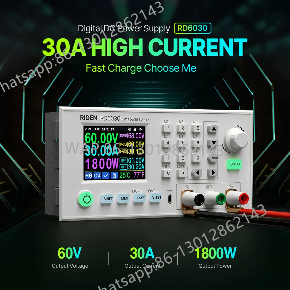RD RD6030 RD6030W 60V 30A DC 조정 가능한 스텝 다운 전압 벤치 정전압 전원 공급 장치 벅 컨버터 배터리 충전 및 1500W PSU
