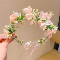 Fille couronnes de fleurs guirlande couronne diadème mariage Baroque bandeau cheveux fleur couronne mariée bandeau fée princesse cheveux diadèmes 6
