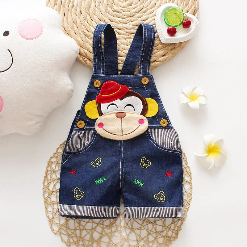 DIIMUU Summer 1-3Y Children Kids Baby Boys Denim Pants Infants Girls Short Overalls Clothing Kid Casual Cartoon Print Bottoms