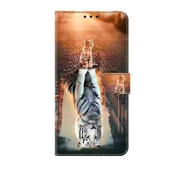 3D Animal Pattern Flip Leather Wallet Case - Premium Phone Cover for Sony Xperia Series (2023) (Sunset)