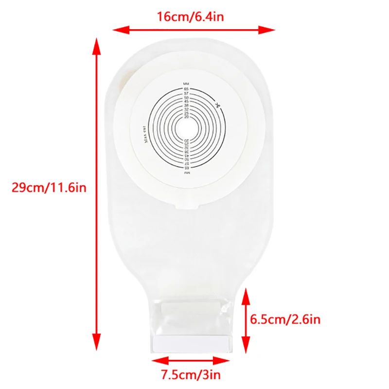 1Pcs Exhaustable Colostomy Bags 65mm Hole One-piece Drainable Ostomy Bags Stoma Care Pouch With Clips Closure Colostomy Bag