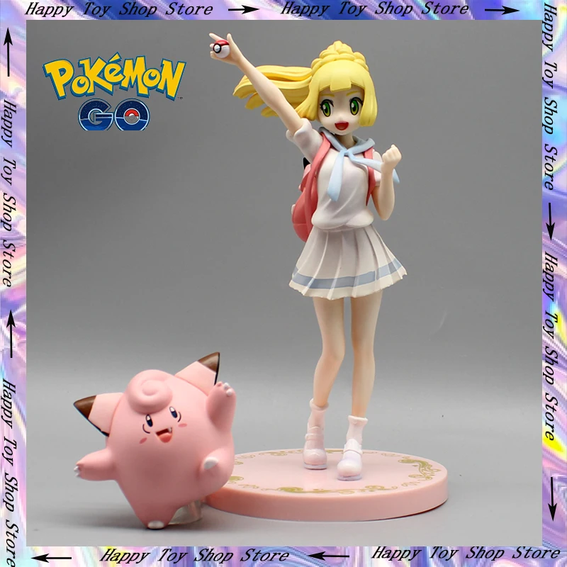 19Cm Pokemon Center Original Figure Ganba Lillie & Pippi Clefairy Anime Figure Action Model Giocattoli Da Collezione Regalo Di Natale Per Bambini