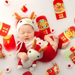 ❤️Newborn Photography Clothing Dragon Hat+Jumpsuit+Doll 3Pcs/Set Studio Baby Photo Props Accessories Clothes Outfits Fotografia