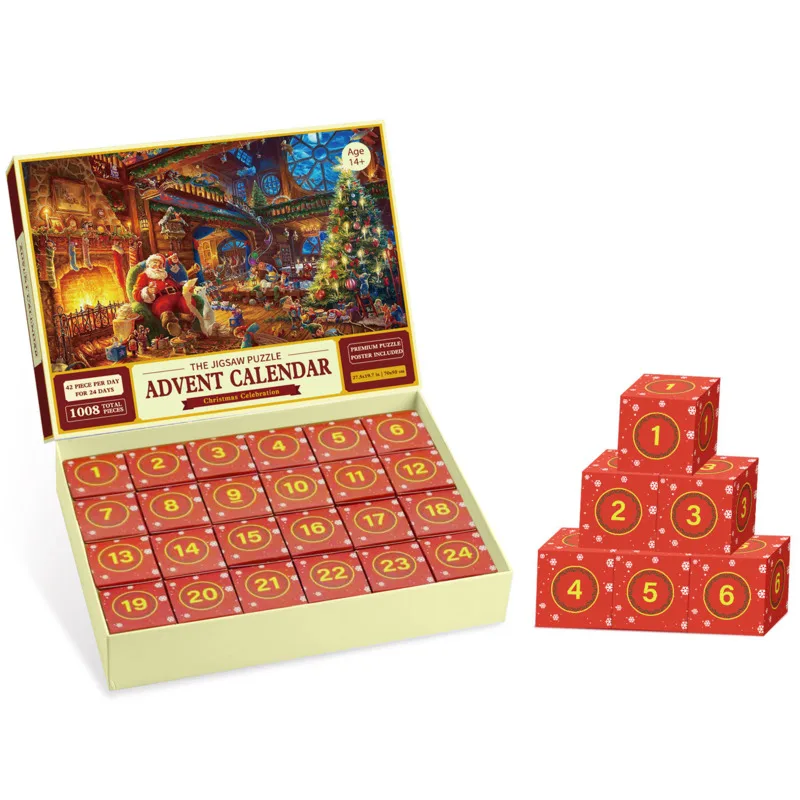 

Christmas Advent Calendar Toy 24days Countdown Calendar DIY Puzzles Educational Toy For Kids New Year Chirstmas Gift 1008 Pieces