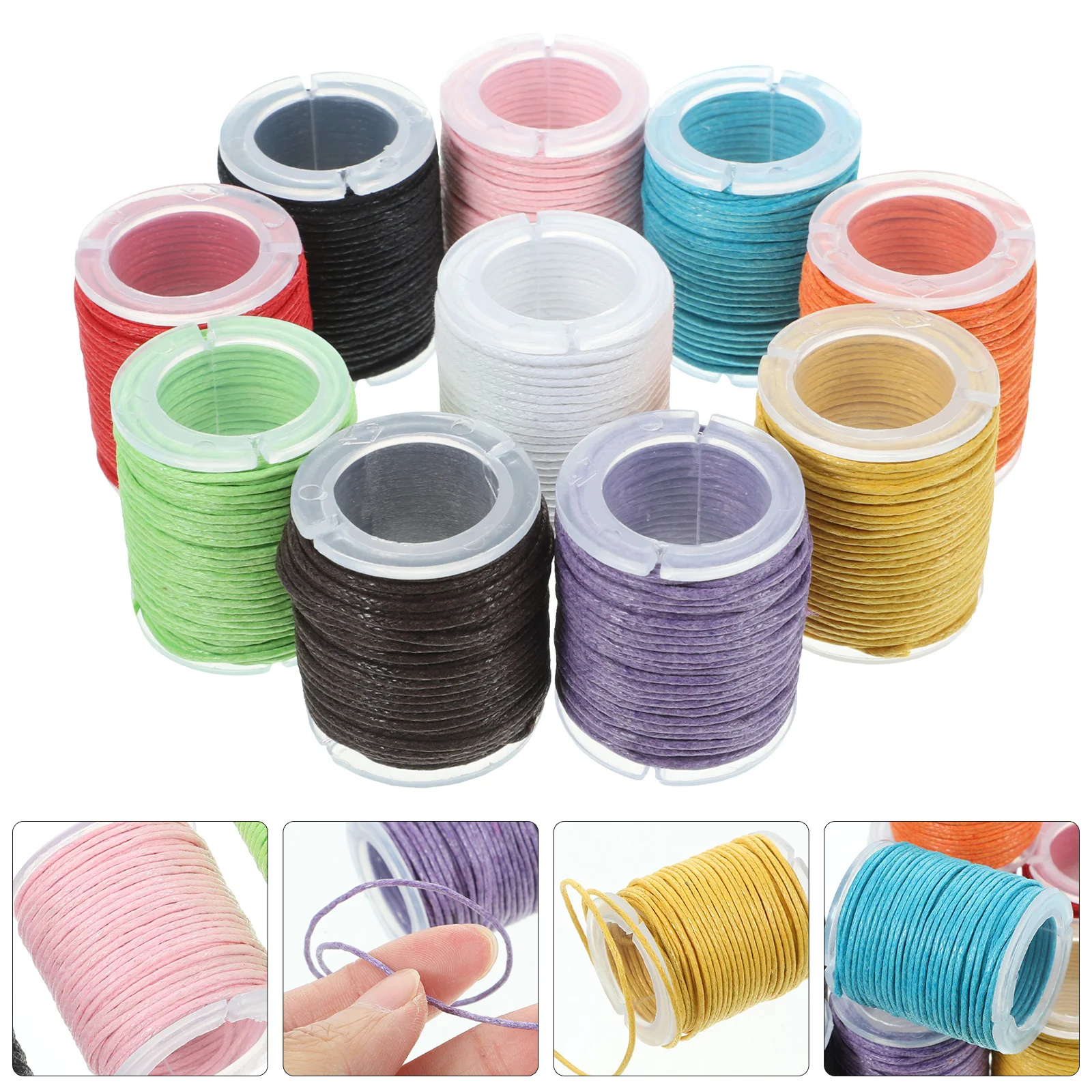 

10 Rolls Bracelet String 1Mm Waxed Cotton Cord DIY Wax Thread 10M Length Jewelry Craft Making 10 Colors