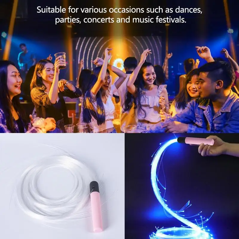 Fiber Optic Whip LED Whips LED Light Up Swivel Dancing Fiber Optic Whips Reusable Battery Powered Glowing With 4 Variable
