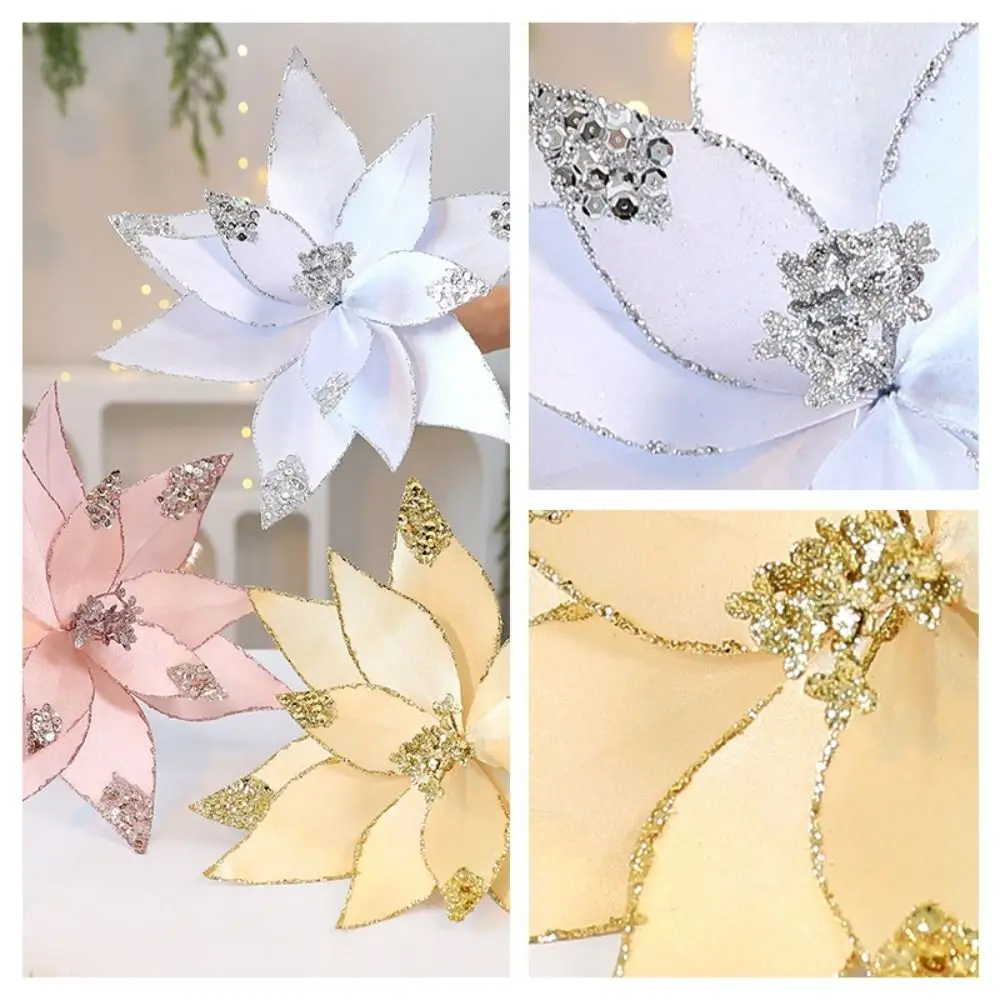 Artificial Christmas Flowers DIY Mesh Fabric Floral Arrangement