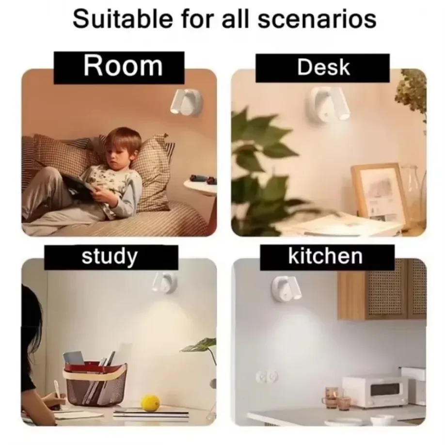 LED wall light Bedroom Wall Light USB Rechargeable Black White Magnet Magnetic Base Dimmable With Touch Switch For Bedside Study Reading