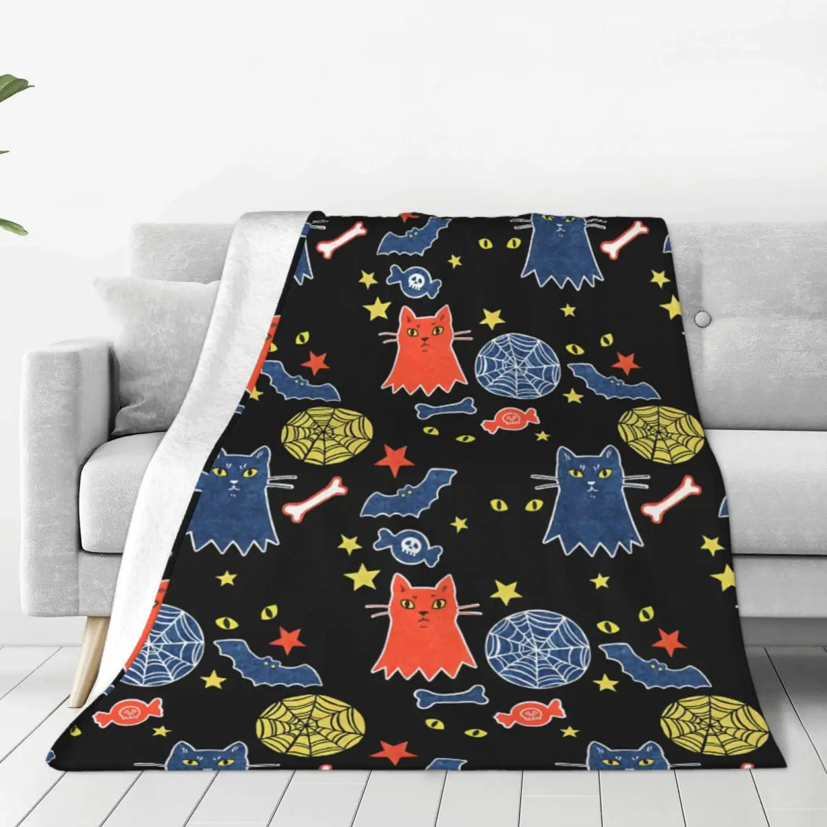 

Cats And Bats Flannel Fleece Blanket For Kids Teens Adults Soft Cozy Warm Fuzzy