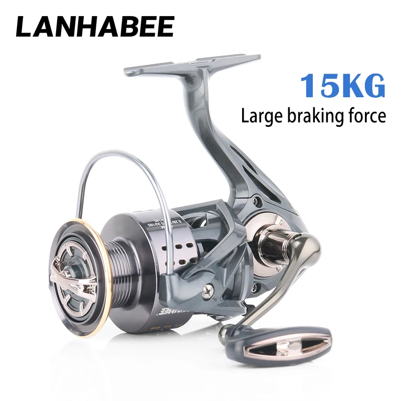 LANHABEE 낚시 장비 스피닝 릴 바닷물 지그 릴 고강도 바디 초경량 서핑 캐스팅 Gapless 릴 3000 7000
