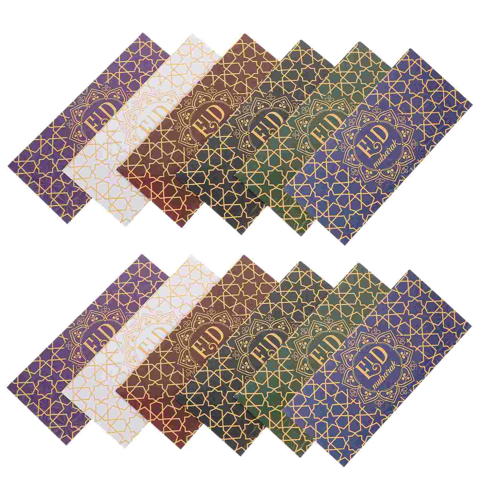 Decorative Eid Mubarak Paper Blessing Envelopes Cards Envelope Party Bag Filler Receipt Envelopes Bills Printing 12Pcs