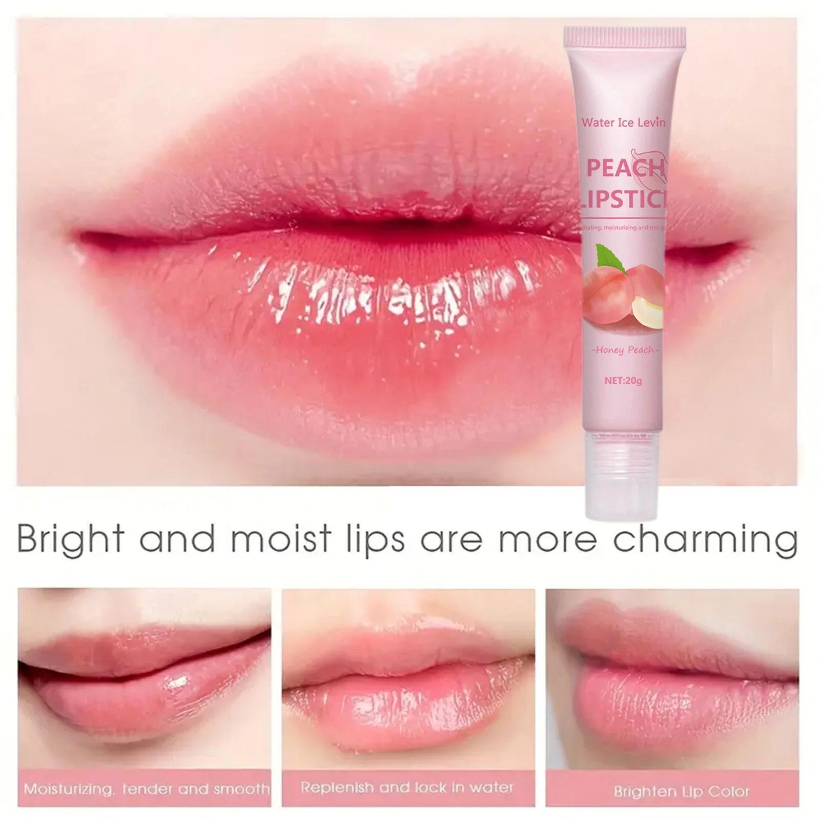 Water Ice Levin Peach Hydrating Lip Balm Won't Fade Lipstick Peach Hydrating Long Lasting Color Moisturizing Lip Balm 3