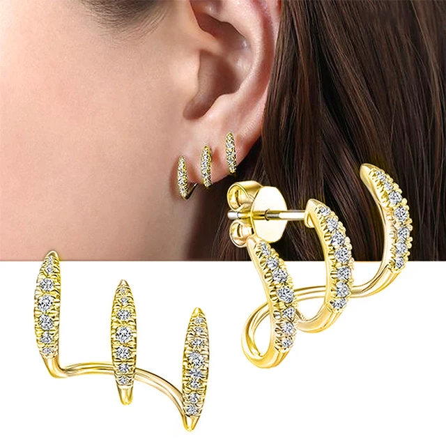 Huitan Silver Color Claws Stud Earrings with Crystal AAA CZ Stone Modern Design Fashion Versatile Accessories Women 2022 Jewelry E2081