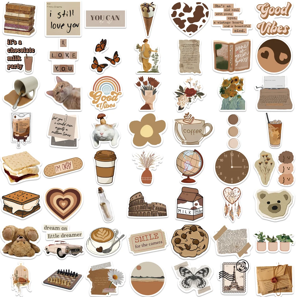 Vintage Art Aesthetic Graffiti Stickers Set - 60pcs Assorted Decorative Decals for Laptops, Luggage, Skateboards, and More