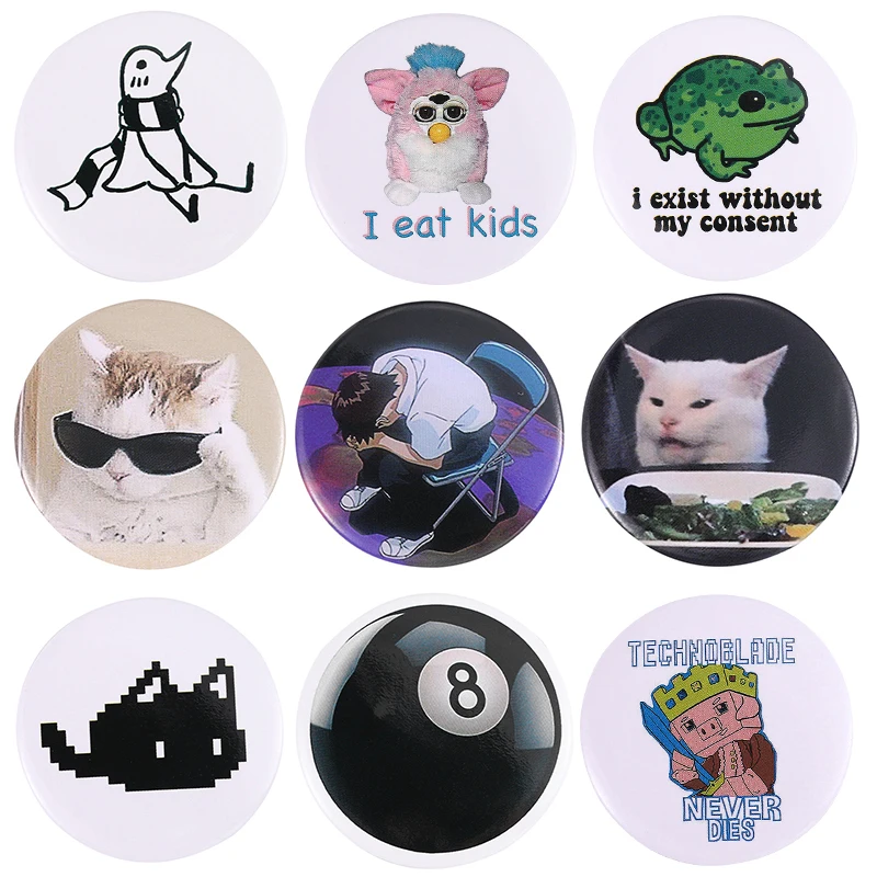 

44mm Tinplate Pin Technoblade Never Dies Custom Anime Old-school Brooch Funny Cat Meme Bag Collar Badge Jewelry Gift Friends
