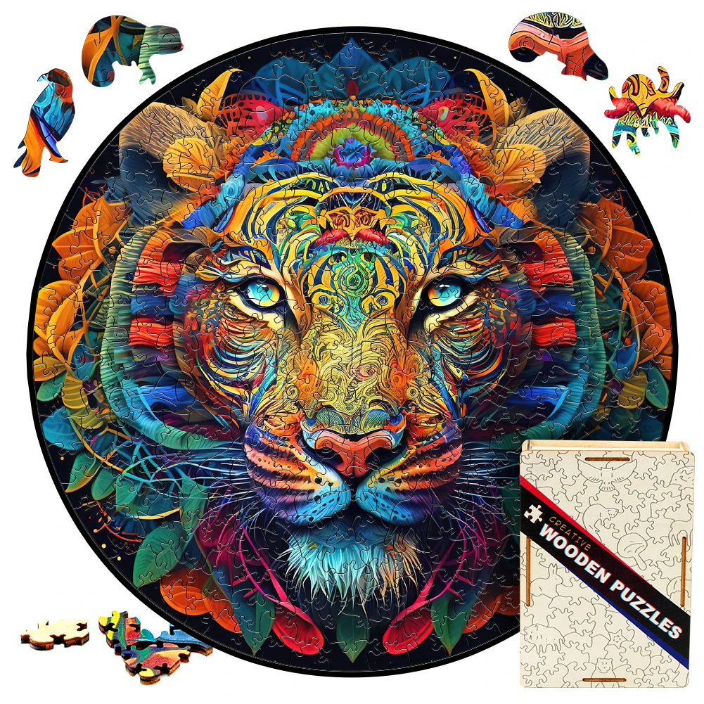 Wooden Puzzle Tiger In Flowers Round Shaped Animal Jigsaw Puzzle Game Best Gift For Adults And Kids Big Puzzles Wood Boxes best of the tiger 2 cd