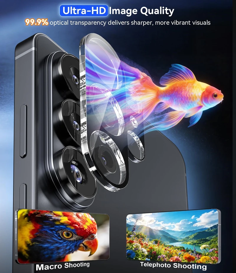 Ultra Clear 9H Tempered Glass Camera Lens Protector - Anti-Scratch, Case Friendly